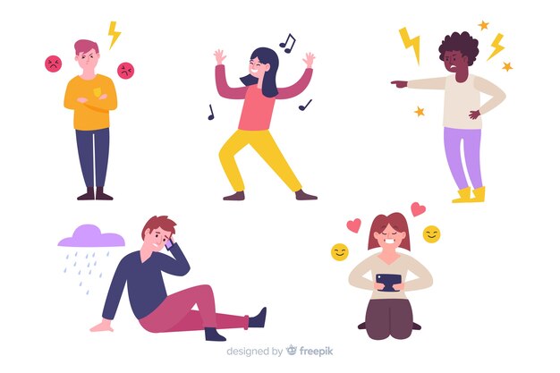 Illustration de jeunes avec différentes émotions
