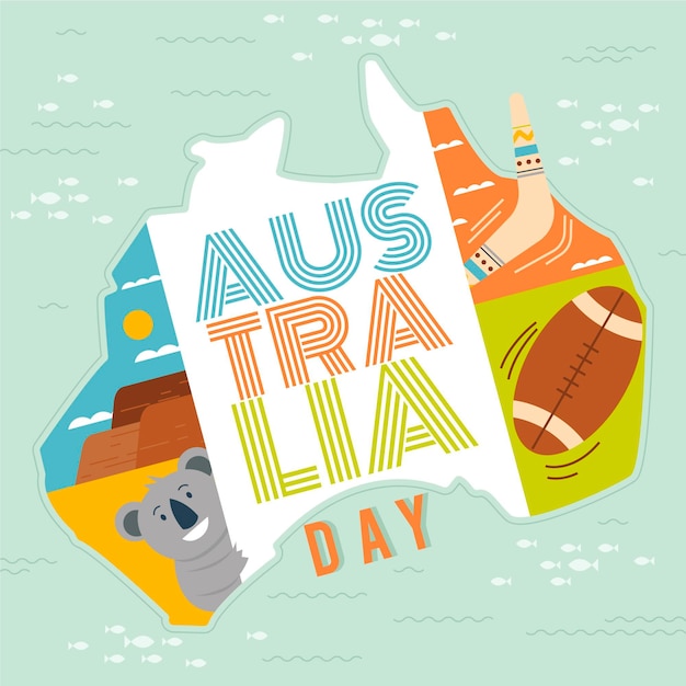 Illustration de jour de conception plate australie avec pays