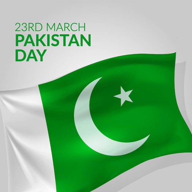 Vecteur gratuit illustration de jour pakistan réaliste avec drapeau