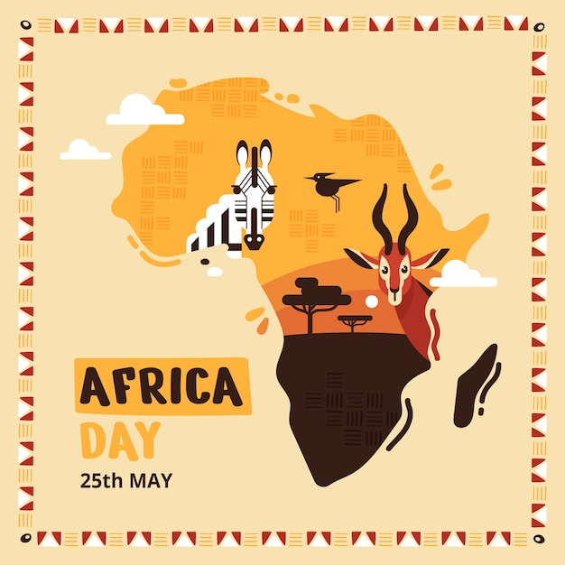 Vecteur gratuit illustration de jour plat afrique