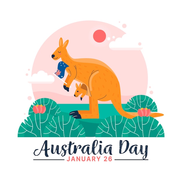 Vecteur gratuit illustration de jour plat australie