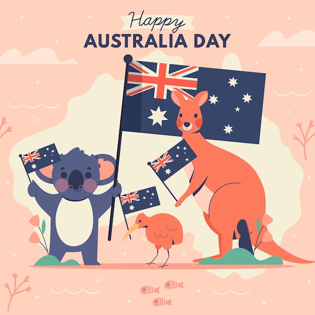 Vecteur gratuit illustration de jour plat australie