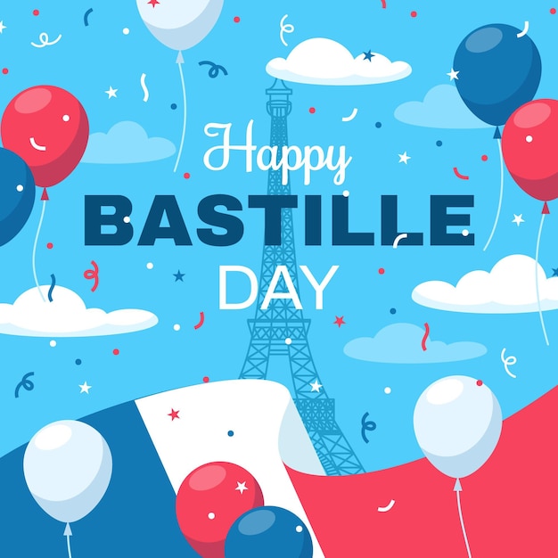 Vecteur gratuit illustration de jour plat bastille