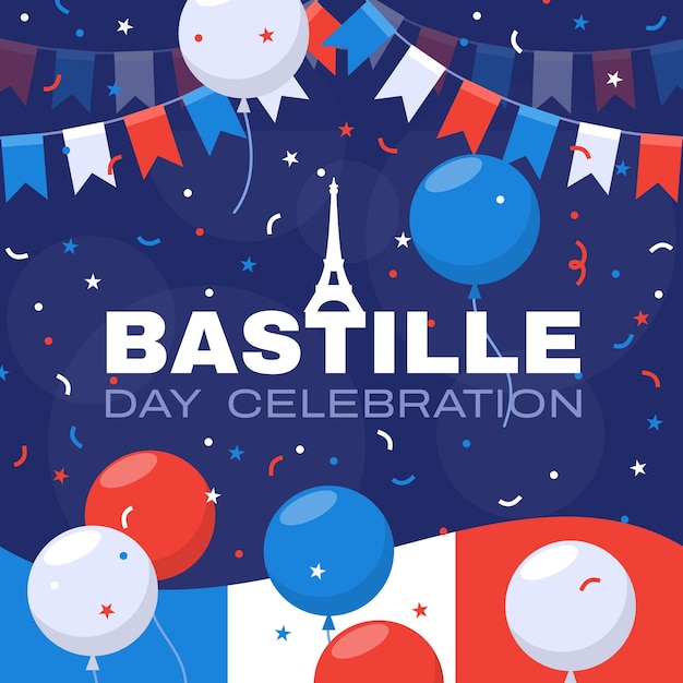 Vecteur gratuit illustration de jour plat bastille