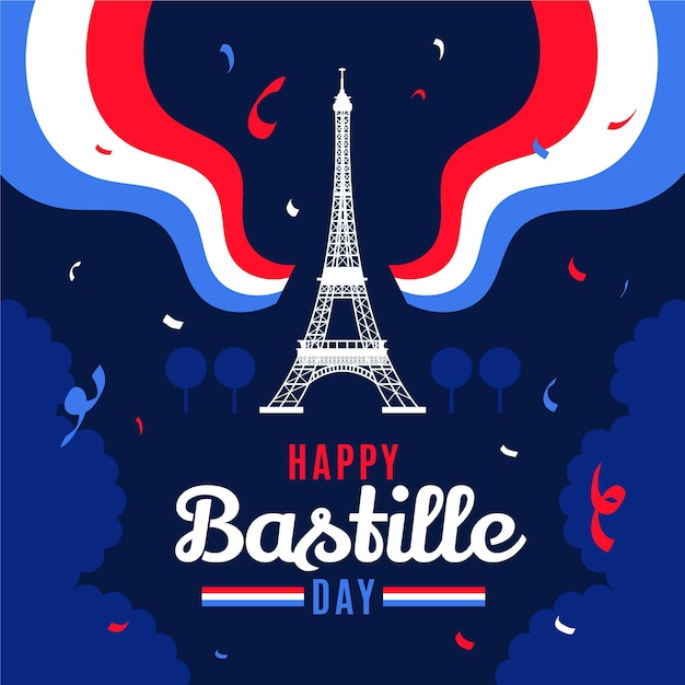 Vecteur gratuit illustration de jour plat bastille