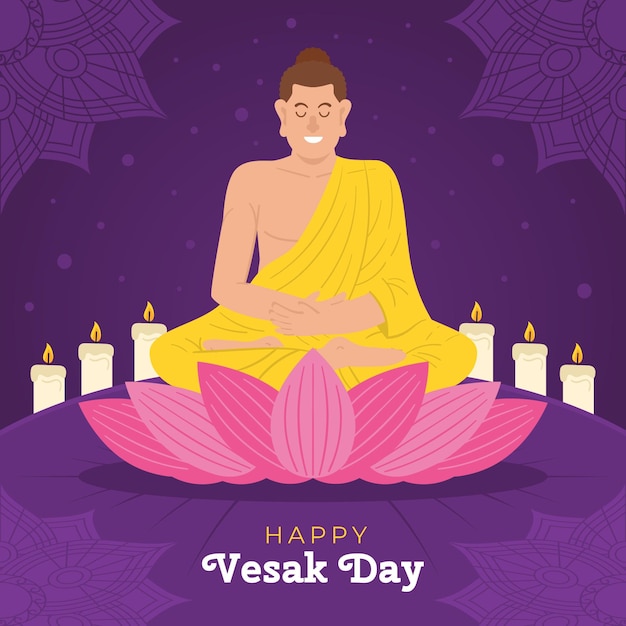 Vecteur gratuit illustration de jour plat vesak