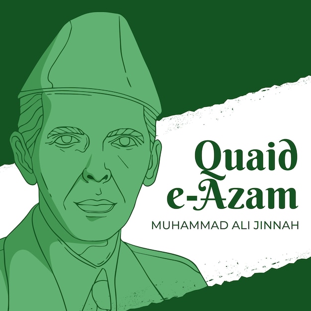 Vecteur gratuit illustration de jour quaid e azam dessiné à la main