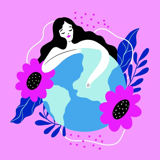 Illustration de jour de la terre mère dessiné à la main