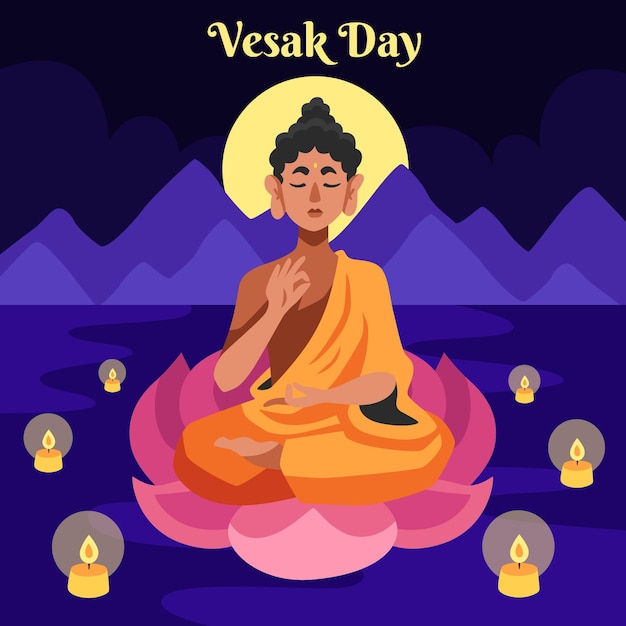 Illustration De Jour Vesak Dessiné à La Main