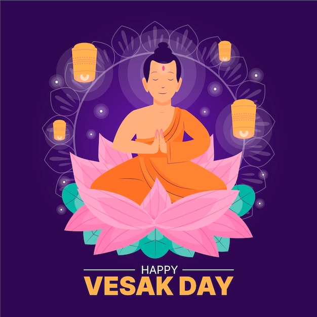 Illustration De Jour Vesak Dessiné à La Main