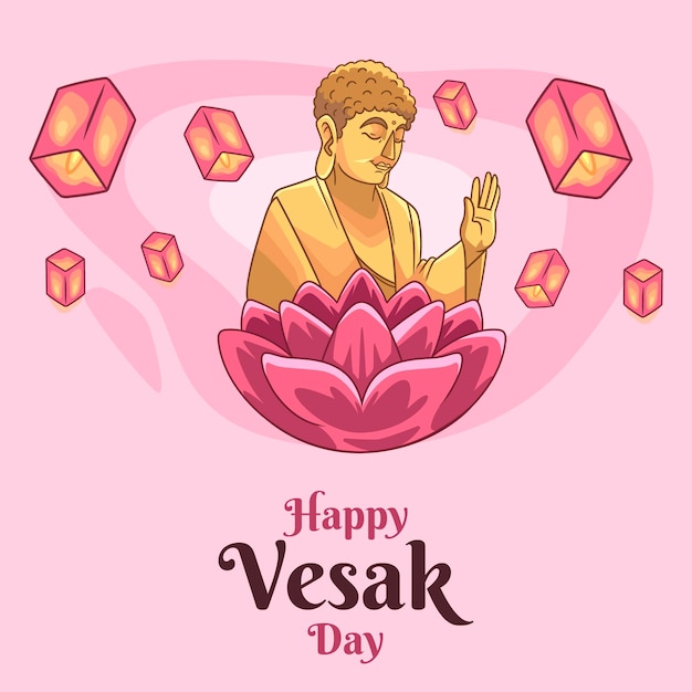 Illustration de jour de vesak dessiné à la main