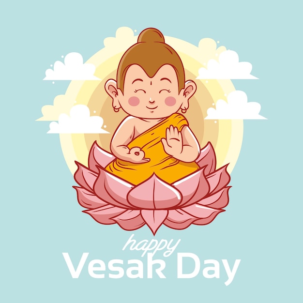 Vecteur gratuit illustration de jour de vesak dessiné à la main