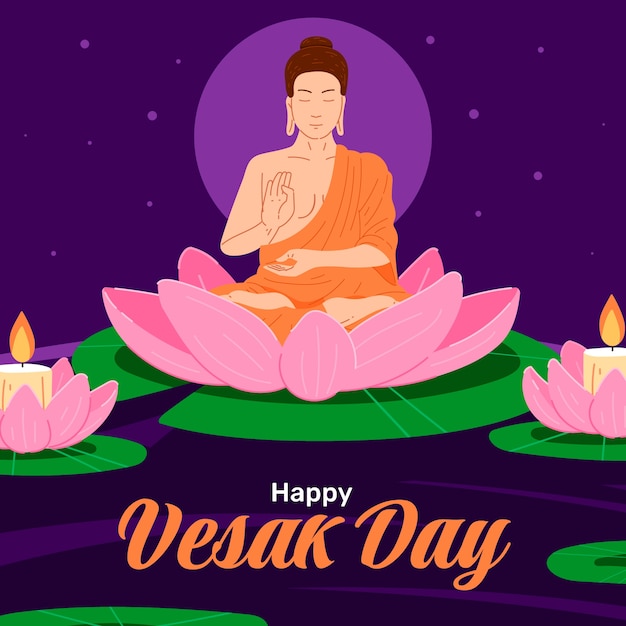 Illustration De Jour De Vesak Dessiné à La Main