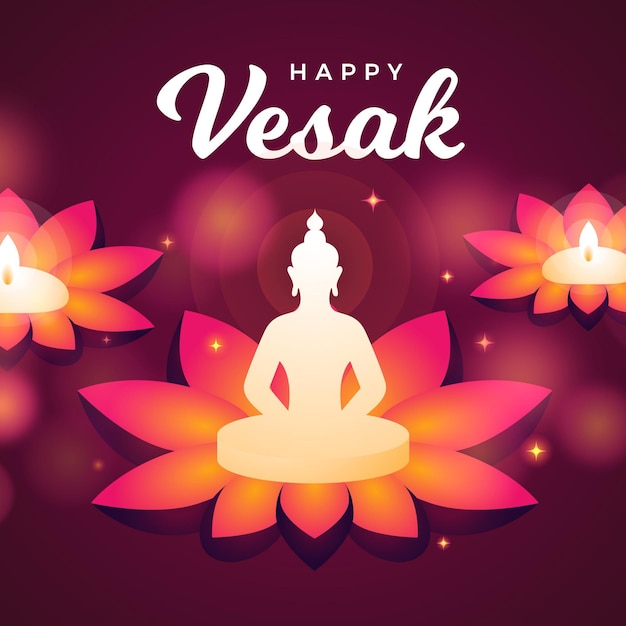 Vecteur gratuit illustration de jour de vesak floue