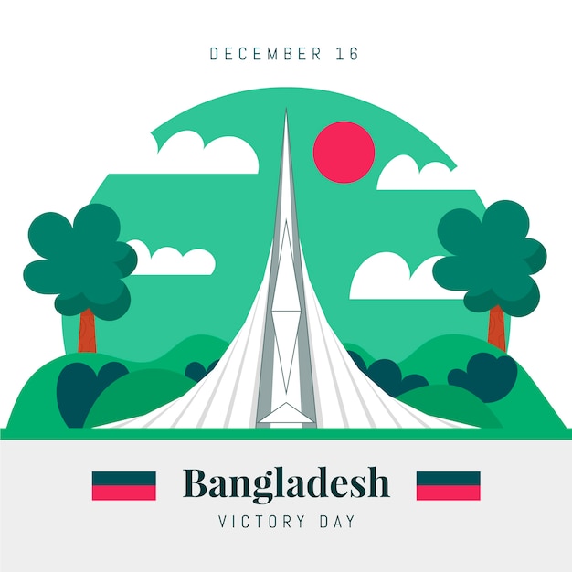 Illustration de jour de victoire plat bangladesh dessiné à la main