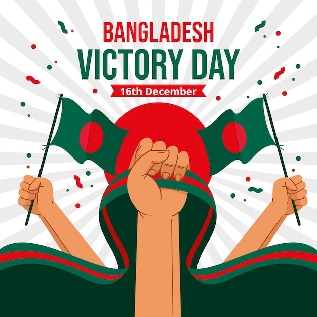 Vecteur gratuit illustration de jour de victoire plat bangladesh dessiné à la main