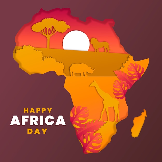 Illustration de la journée de l'afrique de style papier
