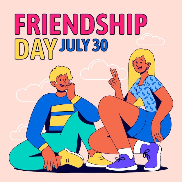 Illustration de la journée de l'amitié dessinée à la main