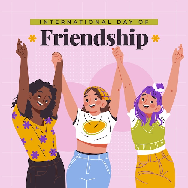Vecteur gratuit illustration de la journée de l'amitié plate avec des amis