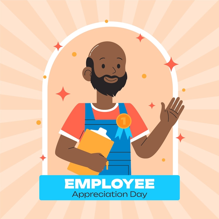 Vecteur gratuit illustration de la journée d'appréciation des employés plats