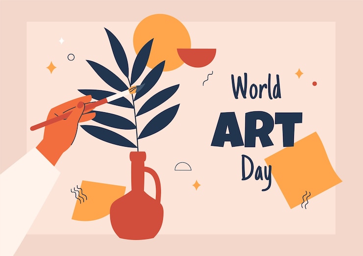 Vecteur gratuit illustration de la journée de l'art du monde plat