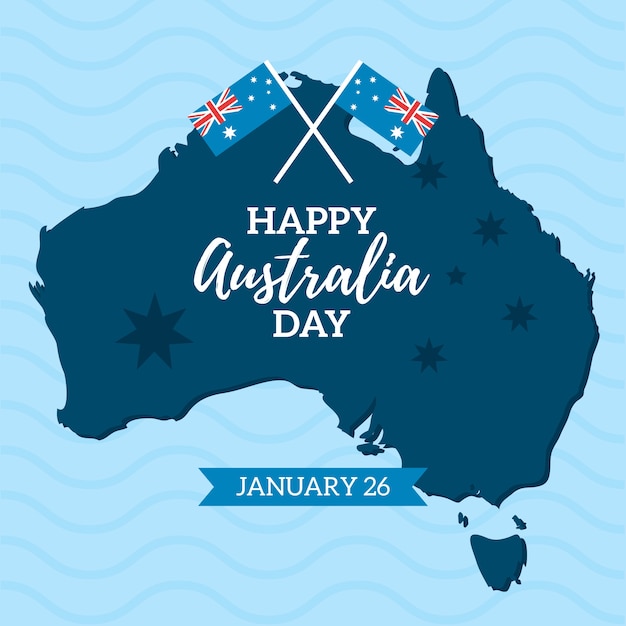 Vecteur gratuit illustration de la journée de l'australie avec des drapeaux