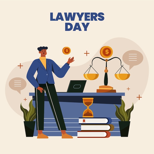 Vecteur gratuit illustration de la journée des avocats plats