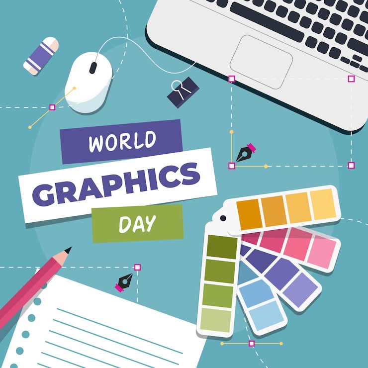 Vecteur gratuit illustration de la journée du graphisme du monde plat