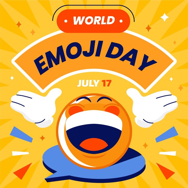 Illustration de la journée emoji monde plat avec des émoticônes