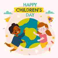 Vecteur gratuit illustration de la journée des enfants du monde plat dessinés à la main