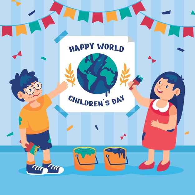 Illustration De La Journée Des Enfants Du Monde Plat