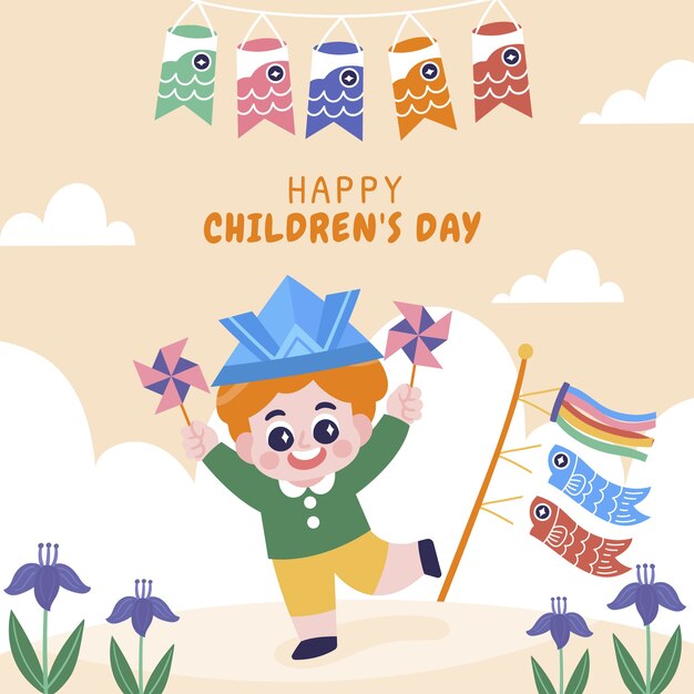 Illustration de la journée des enfants plats
