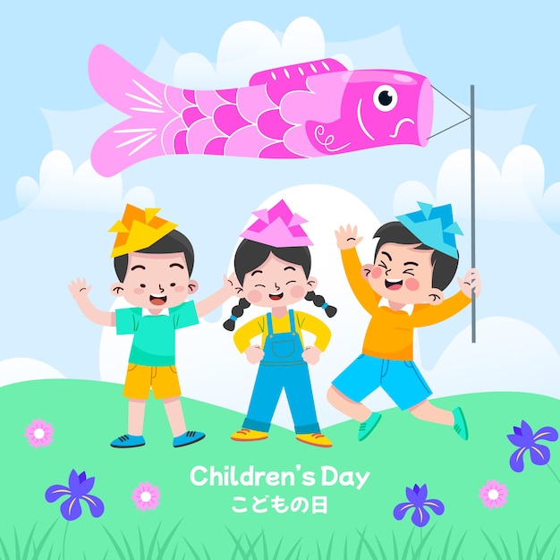 Illustration de la journée des enfants plats