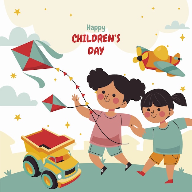 Illustration de la journée des enfants plats