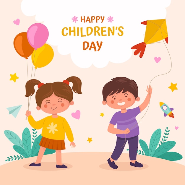 Illustration de la journée des enfants plats