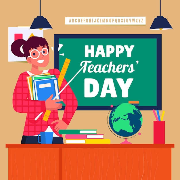 Illustration De La Journée Des Enseignants à Plat
