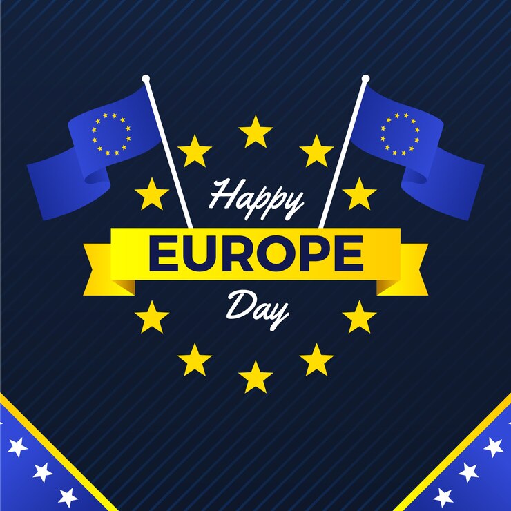 Vecteur gratuit illustration de la journée de l'europe dégradée