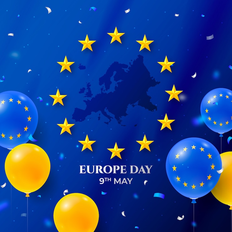 Vecteur gratuit illustration de la journée de l'europe dégradée
