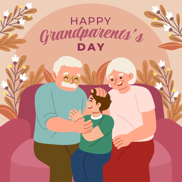 Vecteur gratuit illustration de la journée des grands-parents heureux