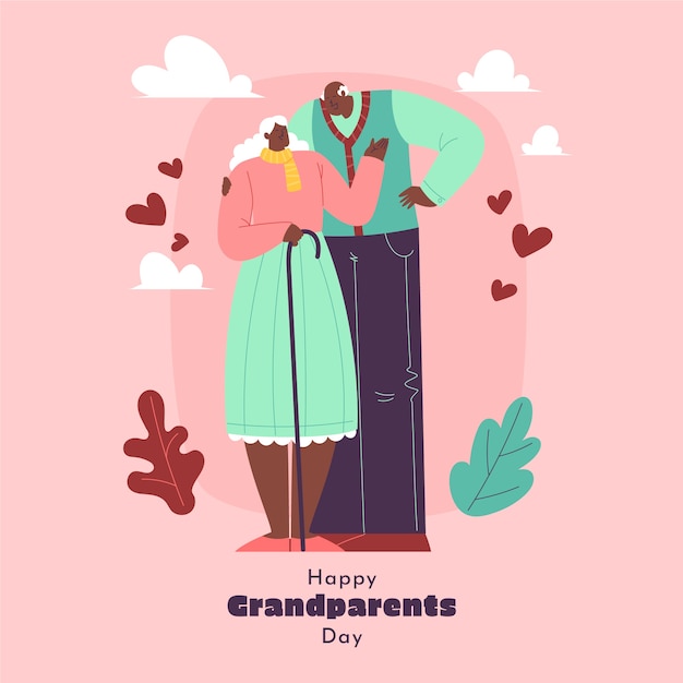 Illustration De La Journée Des Grands-parents Plats Avec Un Couple De Personnes âgées