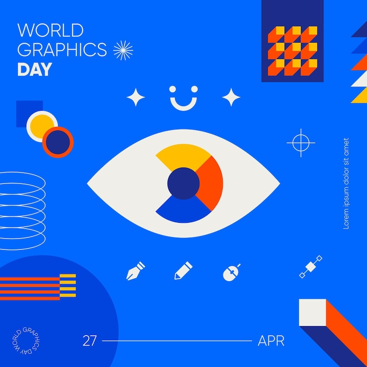 Vecteur gratuit illustration de la journée des graphiques du monde plat