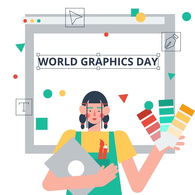 Vecteur gratuit illustration de la journée des graphiques du monde plat