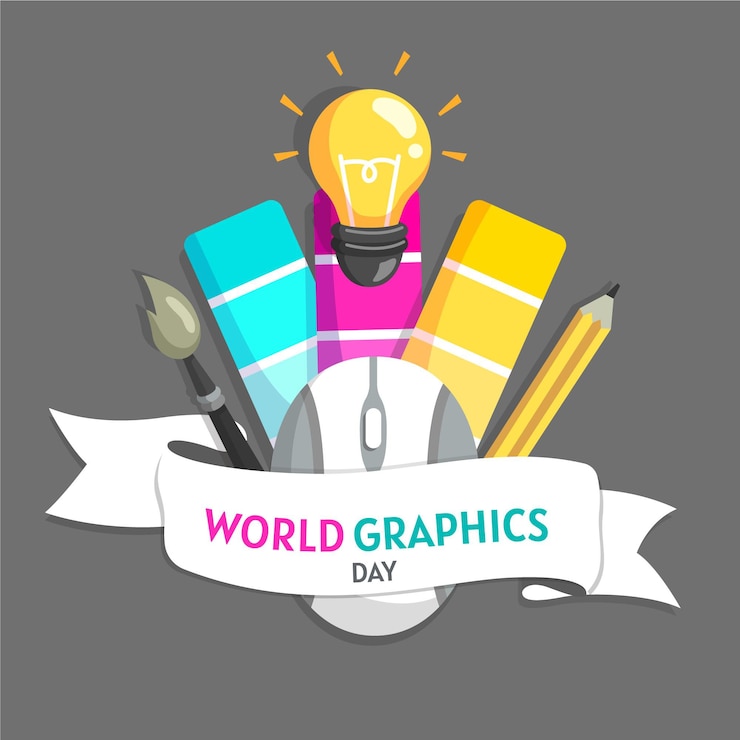Vecteur gratuit illustration de la journée des graphiques du monde plat