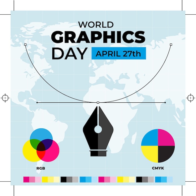 Vecteur gratuit illustration de la journée des graphiques du monde plat