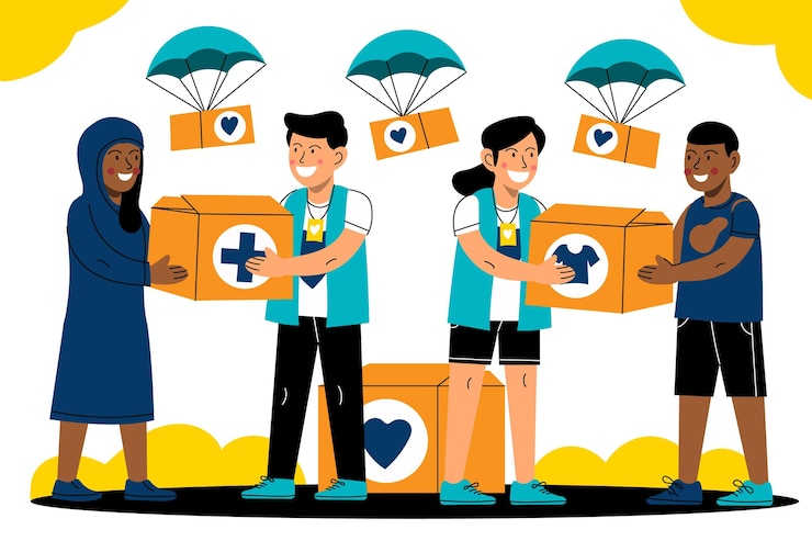 Vecteur gratuit illustration de la journée humanitaire mondiale de dessin animé
