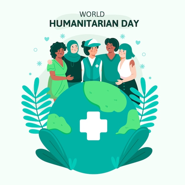 Vecteur gratuit illustration de la journée humanitaire mondiale dessinée à la main