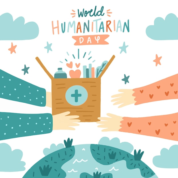 Illustration De La Journée Humanitaire Mondiale Dessinée à La Main