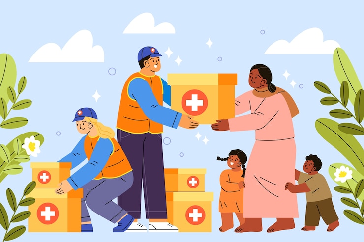 Vecteur gratuit illustration de la journée humanitaire mondiale plate