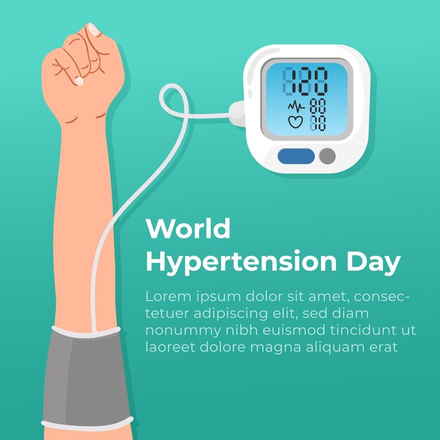 Illustration de la journée de l'hypertension dans le monde plat organique