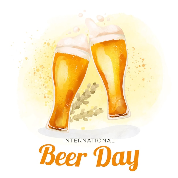 Vecteur gratuit illustration de la journée internationale de la bière aquarelle avec des lunettes